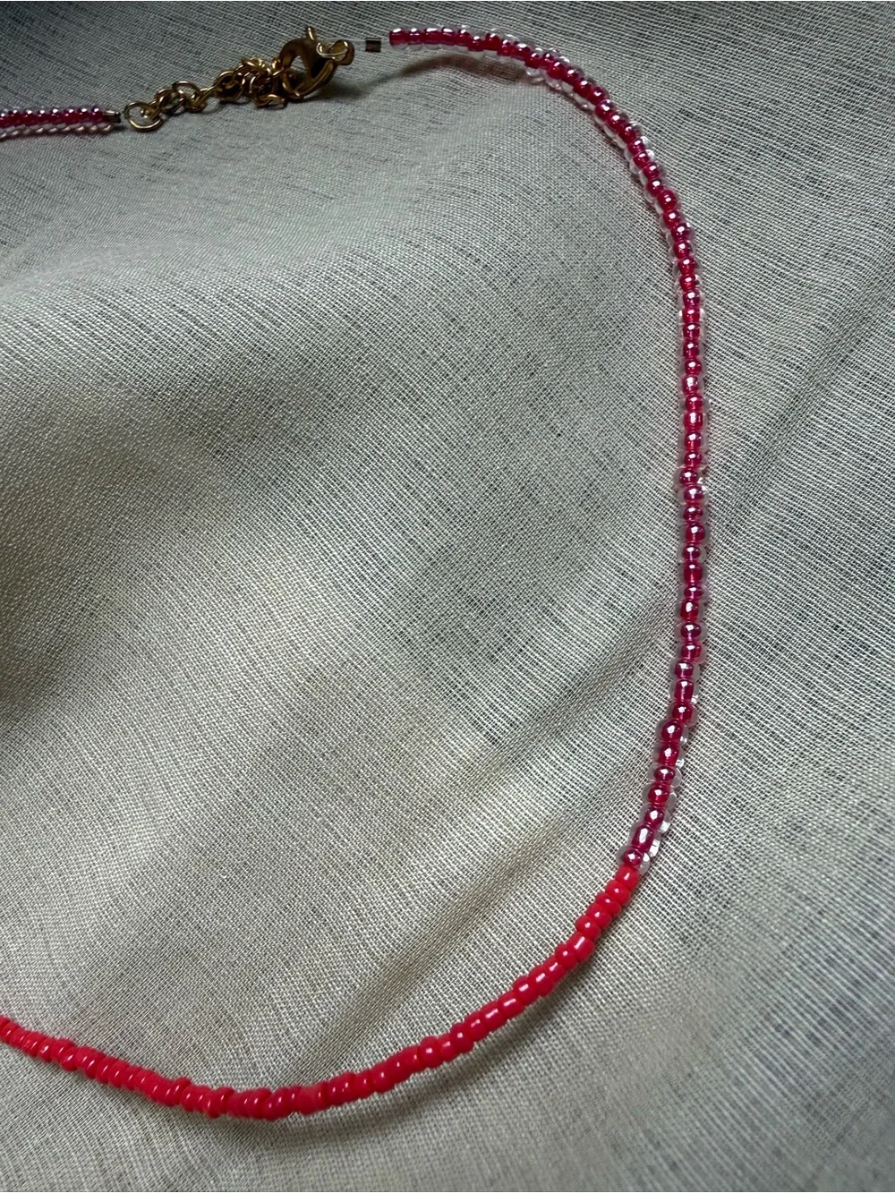 Pink Beaded Necklace with Gold Clasp - Picture 3 of 4